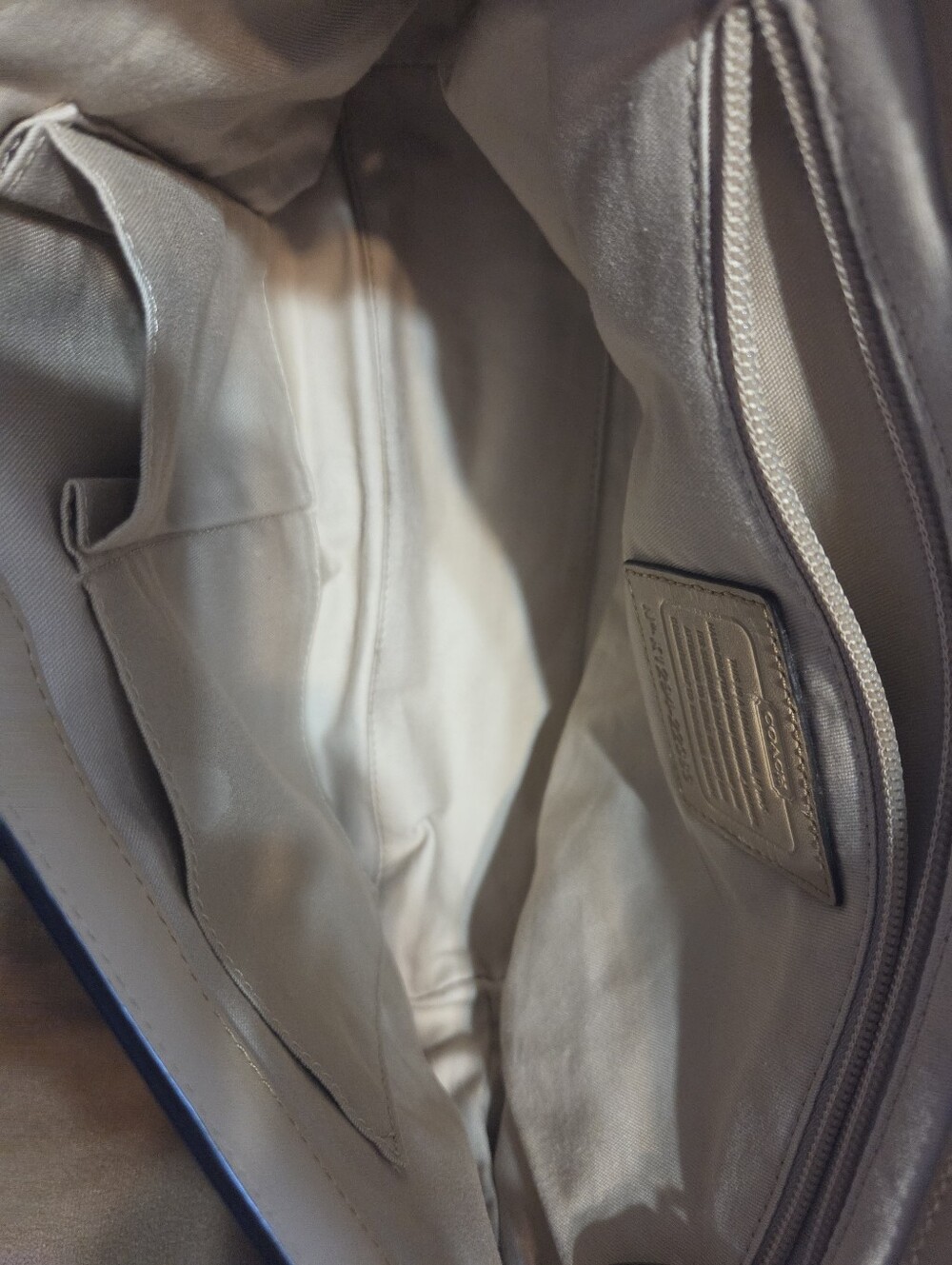 Coach Legacy Romy Pebbled Leather Shoulder Bag in Camel Beige with Flaw. - Picture 3 of 14